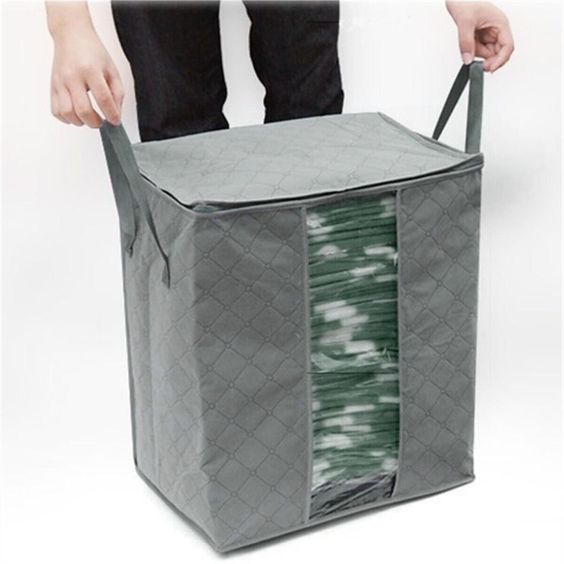 Grey Storage Bag Household Clothes Quilt Pillow Blanket Storage Bag